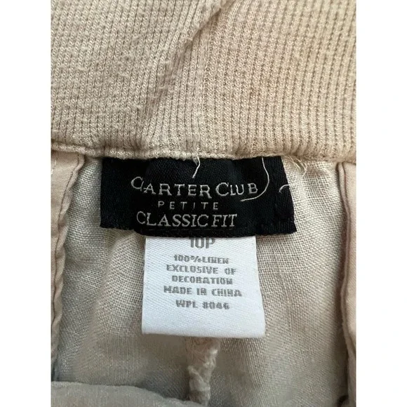 Carter Club Petite‎ Classic Fit Linen Blend Pants Beige Size 10P - Picture 7 of 7